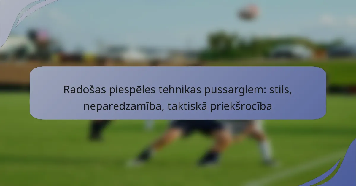 Radošas piespēles tehnikas pussargiem: stils, neparedzamība, taktiskā priekšrocība